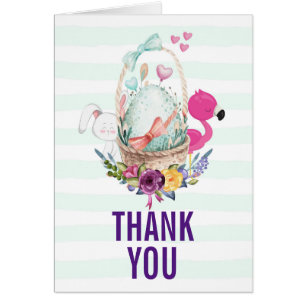 Baby Shower Thanks Nesting Egg w/ Flamingo & Bunny Cards
