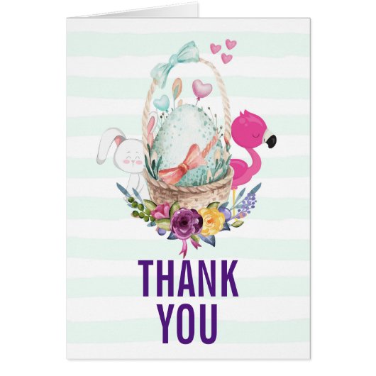 Baby Shower Thanks Nesting Egg w/ Flamingo & Bunny Cards (Front)
