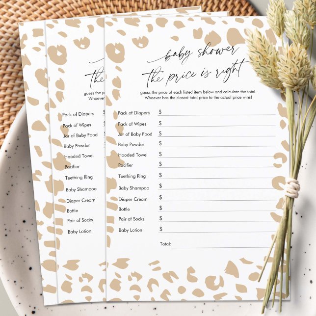 Baby Shower The price is right, Safari Games (Safari Animal Prints, The Price is Right, Safari Animals Themed baby Shower Game.)