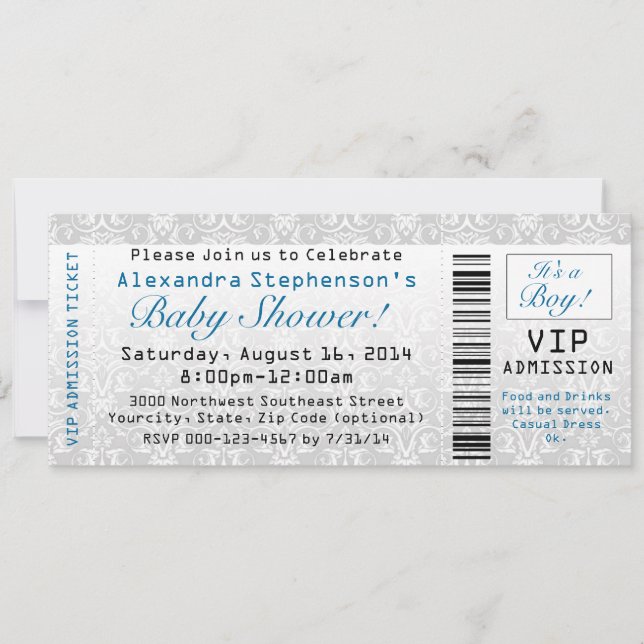 Baby Shower Ticket Invitations, Boy Invitation (Front)