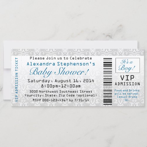 Baby Shower Ticket Invitations Boy Invitation