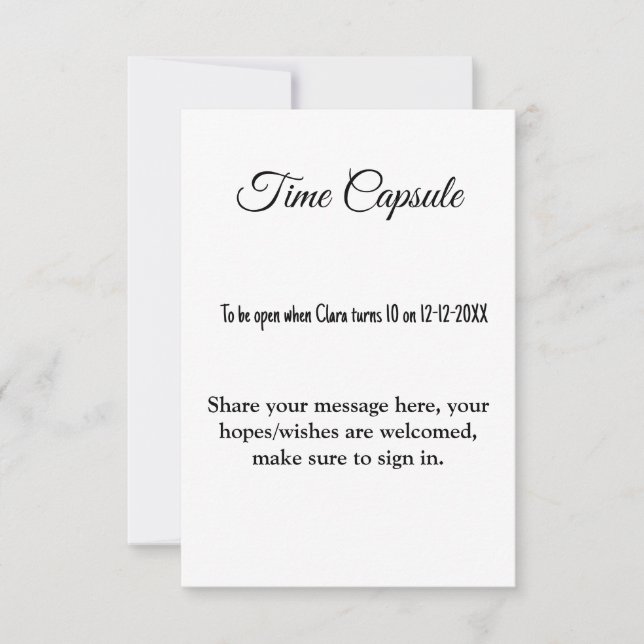 baby shower time capsule add name text details (Front)