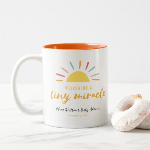 Baby Shower Tiny Miracle Sunshine personalized Two_Tone Coffee Mug