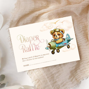 Baby Shower Tiny Pilot Teddy Bear Diaper Raffle Enclosure Card