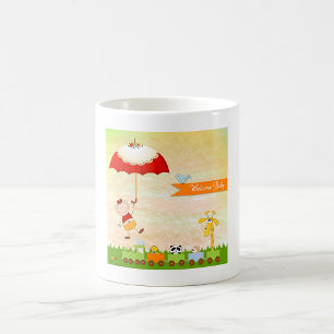 Baby Shower Train with Animals and Umbrella Coffee Mug