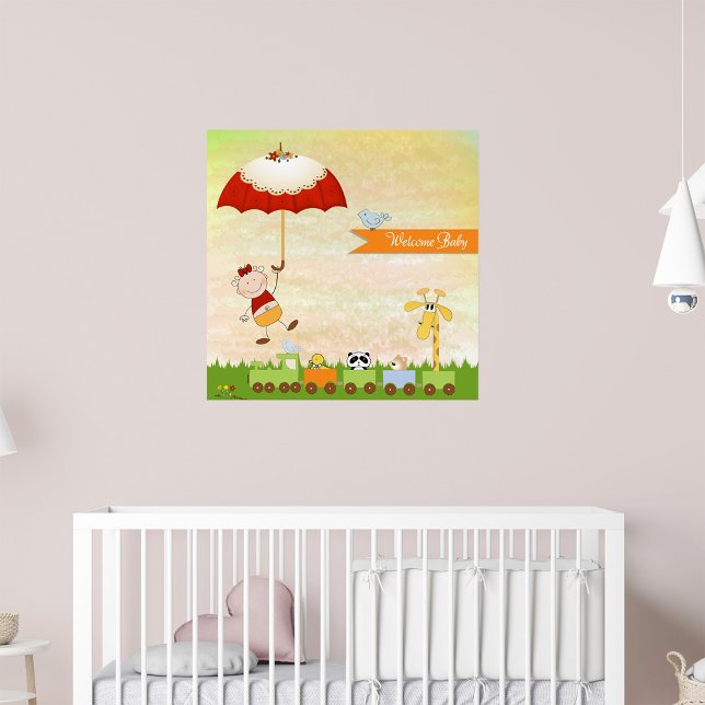 Baby Shower Train with Animals and Umbrella Poster (Creator Uploaded)