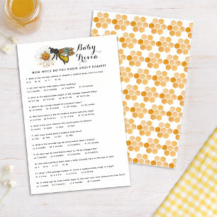 Baby Shower Trivia Game Honey Bee Themed Baby Sh