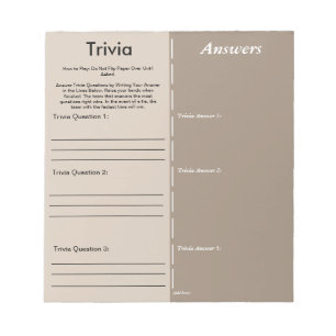 Baby Shower Trivia Party Game - Custom Questions Notepad