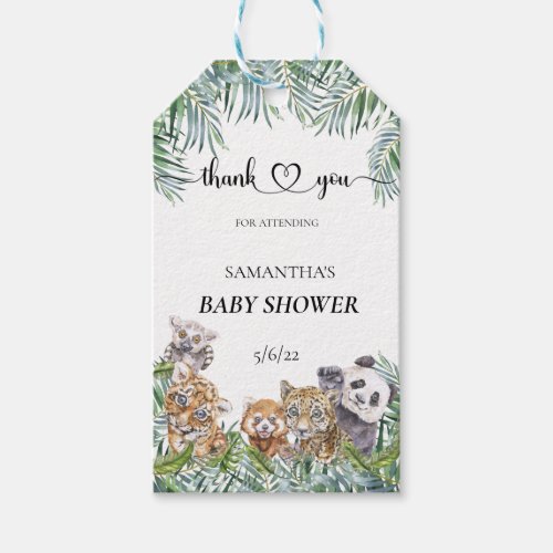  Baby Shower Tropical Jungle Animals  Gift Tags
