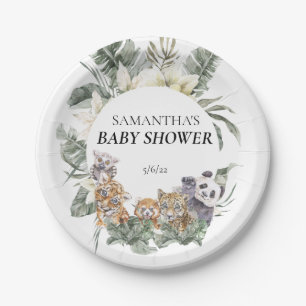 Baby Shower Tropical Jungle Animals Paper Plates