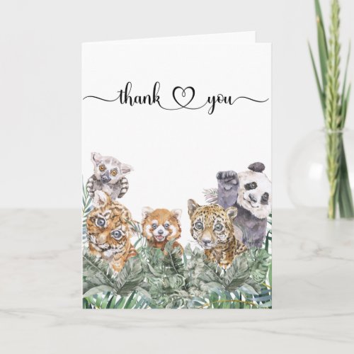  Baby Shower Tropical Jungle Animals Thank you  Card