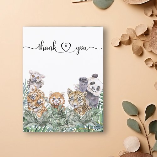  Baby Shower Tropical Jungle Animals Thank you Postcard