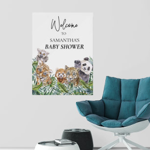  Baby Shower Tropical Jungle Animals Welcome Foam Board