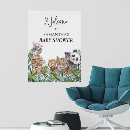  Baby Shower Tropical Jungle Animals Welcome Foam Board