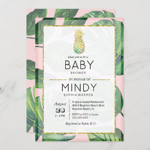 Baby Shower Tropical Pineapple Palm Invitation