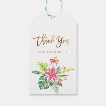 Baby Shower | Tropical Watercolor Thank You Gift Tags | Zazzle