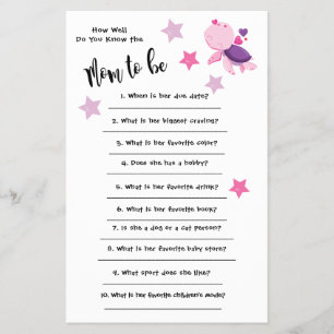 Baby Shower Turtle How well you know the card Flyer