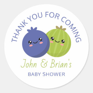 Baby Shower Twin Boys Classic Round Sticker