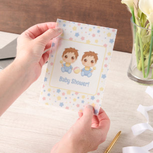 Baby Shower Twin Boys Insert Vellum Invitations