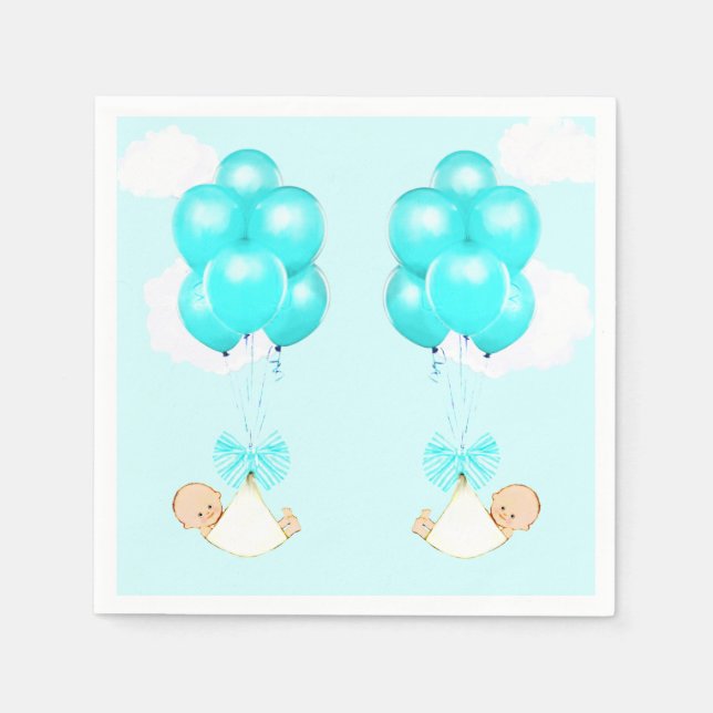 Baby Shower Twin Boys Napkins (Front)