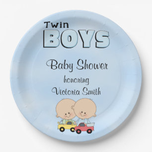 Baby Shower Twin Boys Paper Plates