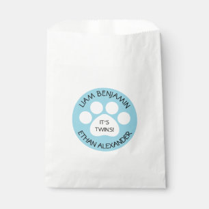 Baby Shower - Twin Boys - Paw Print Theme Favor Bag