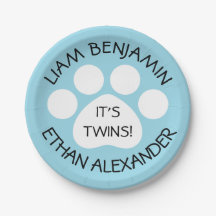 Baby Shower - Twin Boys - Paw Print Theme