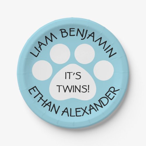 Baby Shower _ Twin Boys _ Paw Print Theme Paper Plates