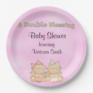 Baby Shower Twin Girls Paper Plates