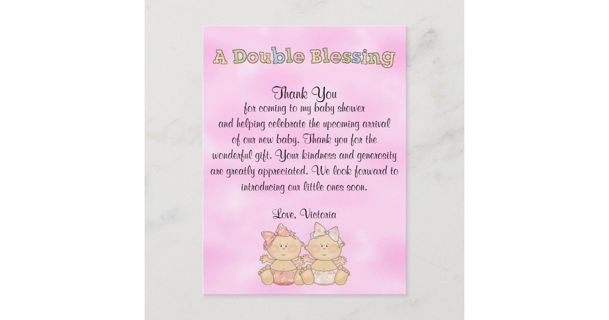 Baby Shower Twin Girls Postcard | Zazzle