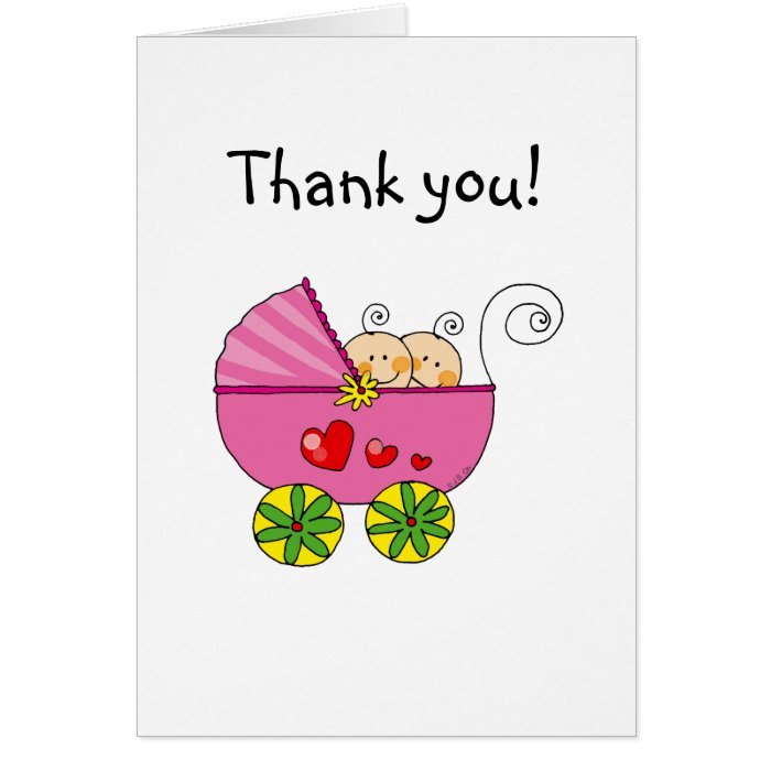 Baby shower twin girls thank you card