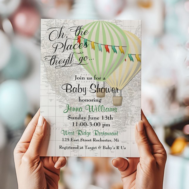 Baby Shower Twin Hot Air Balloon Invitation (Creator Uploaded)