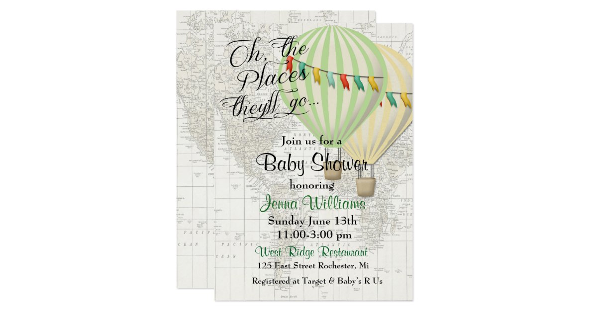 Baby Shower Twin Hot Air Balloon Invitation Zazzle Com