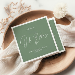 Baby shower twin modern sage green elegant napkins