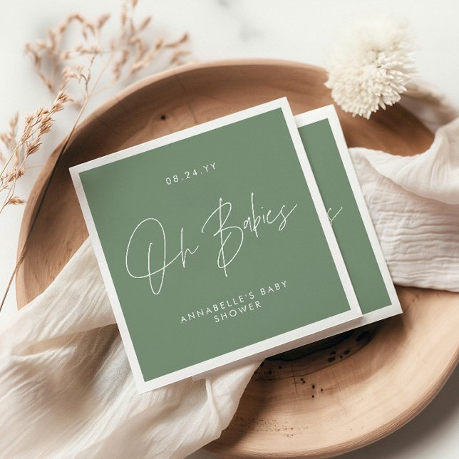 Baby shower twin modern sage green elegant napkins (Creator Uploaded)