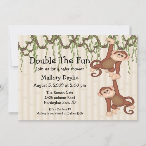 Baby Shower Twin Monkeys Announcements