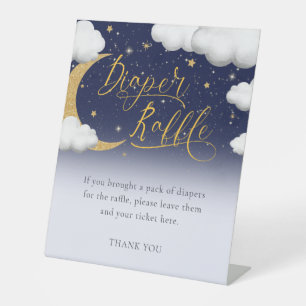 Baby Shower Twinkle Little Star Diaper Raffle Pedestal Sign