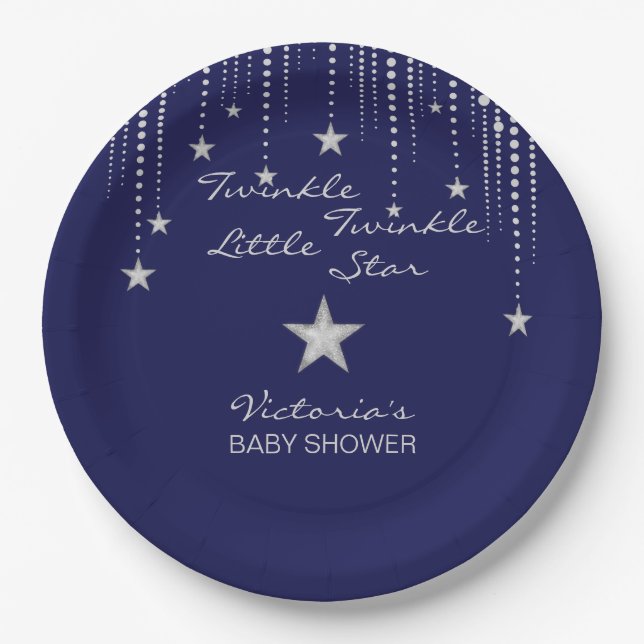 Baby Shower Twinkle Twinkle Little Star Paper Plates (Front)