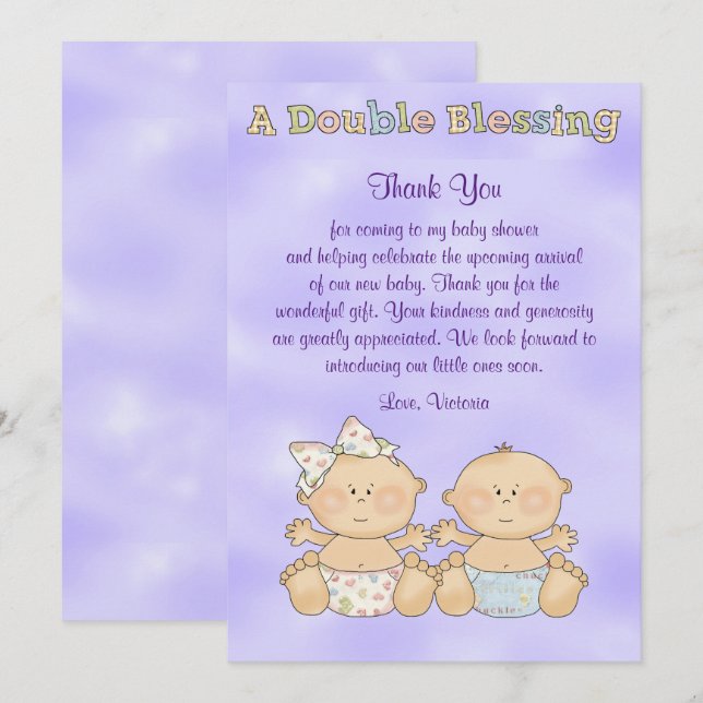 Baby Shower Twins Boy Girl Invitation (Front/Back)