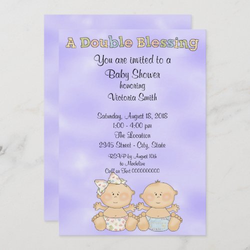 Baby Shower Twins Boy Girl Invitation