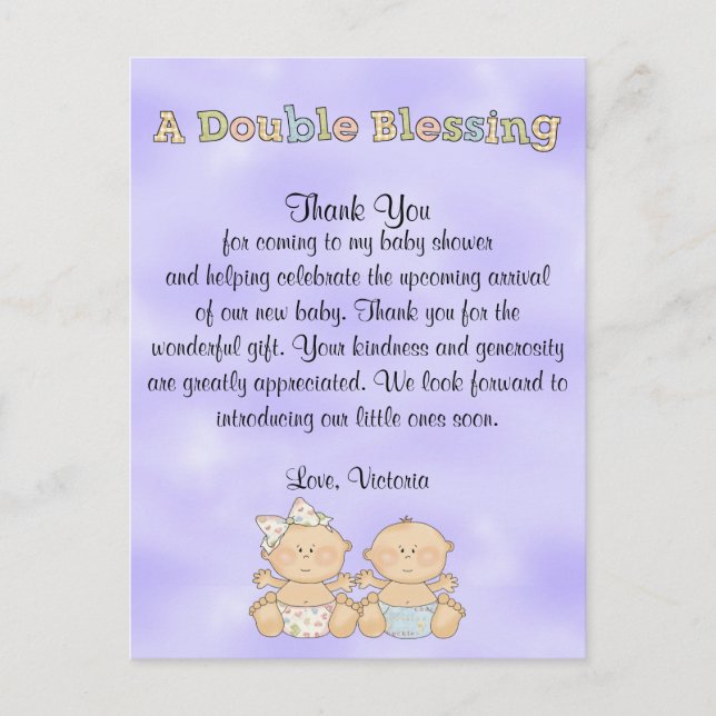 Baby Shower Twins Boy Girl Postcard (Front)