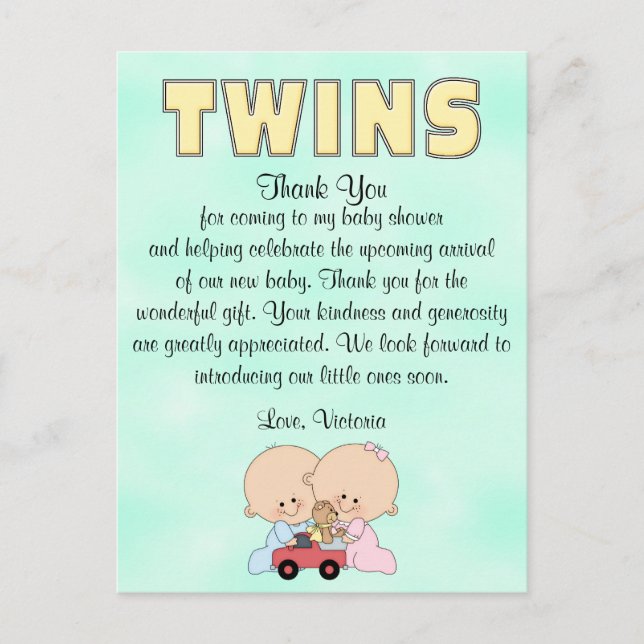 Baby Shower Twins Boy Girl Postcard (Front)