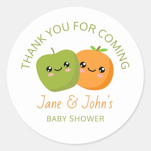 Baby Shower Twins Classic Round Sticker