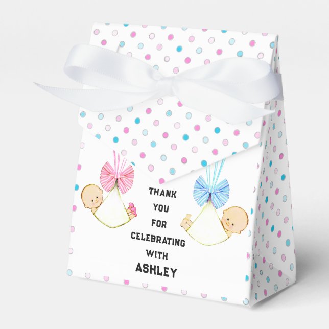 Baby Shower Twins Favor Boxes (Front Side)