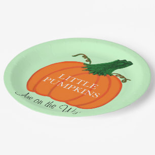 Baby Shower Twins Orange Pumpkin Green Paper Plates