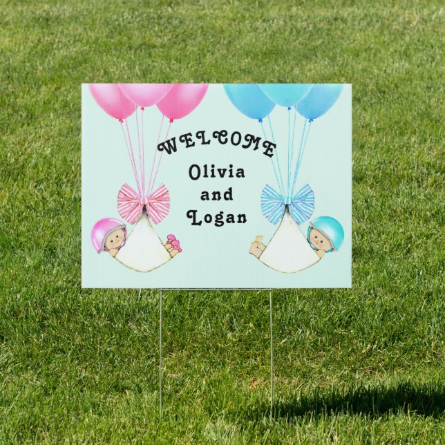 Baby Shower Twins Welcome Sign (Insitu)