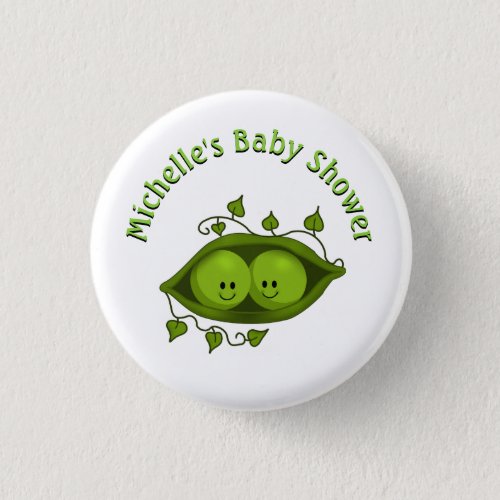 Baby Shower Two Peas In A Pod Personalized Button