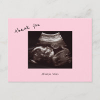Baby Shower Ultrasound Cute Pink Thank You
