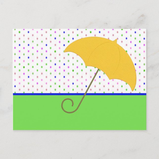 BABY SHOWER UMBRELLA POLKA INVITATION POSTCARD (Front)