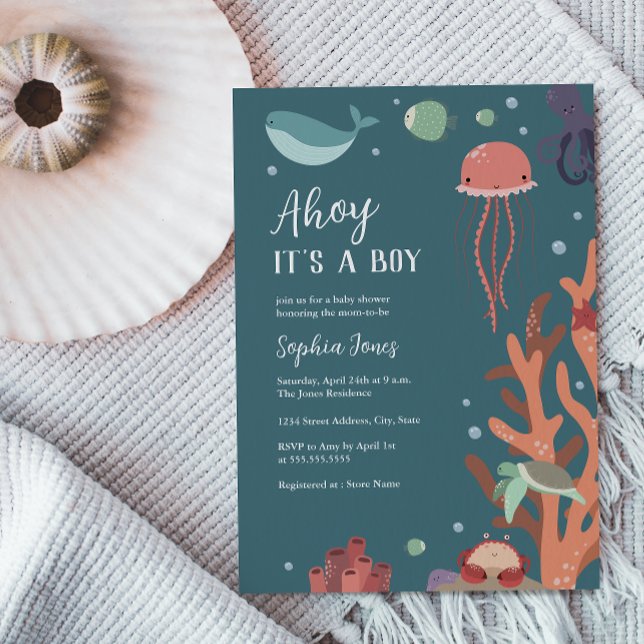 Baby Shower Under the Sea Ahoy It's a Boy Invitation (Creator Uploaded)